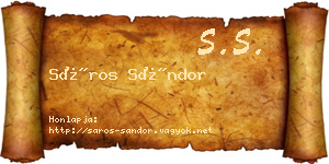 Sáros Sándor névjegykártya